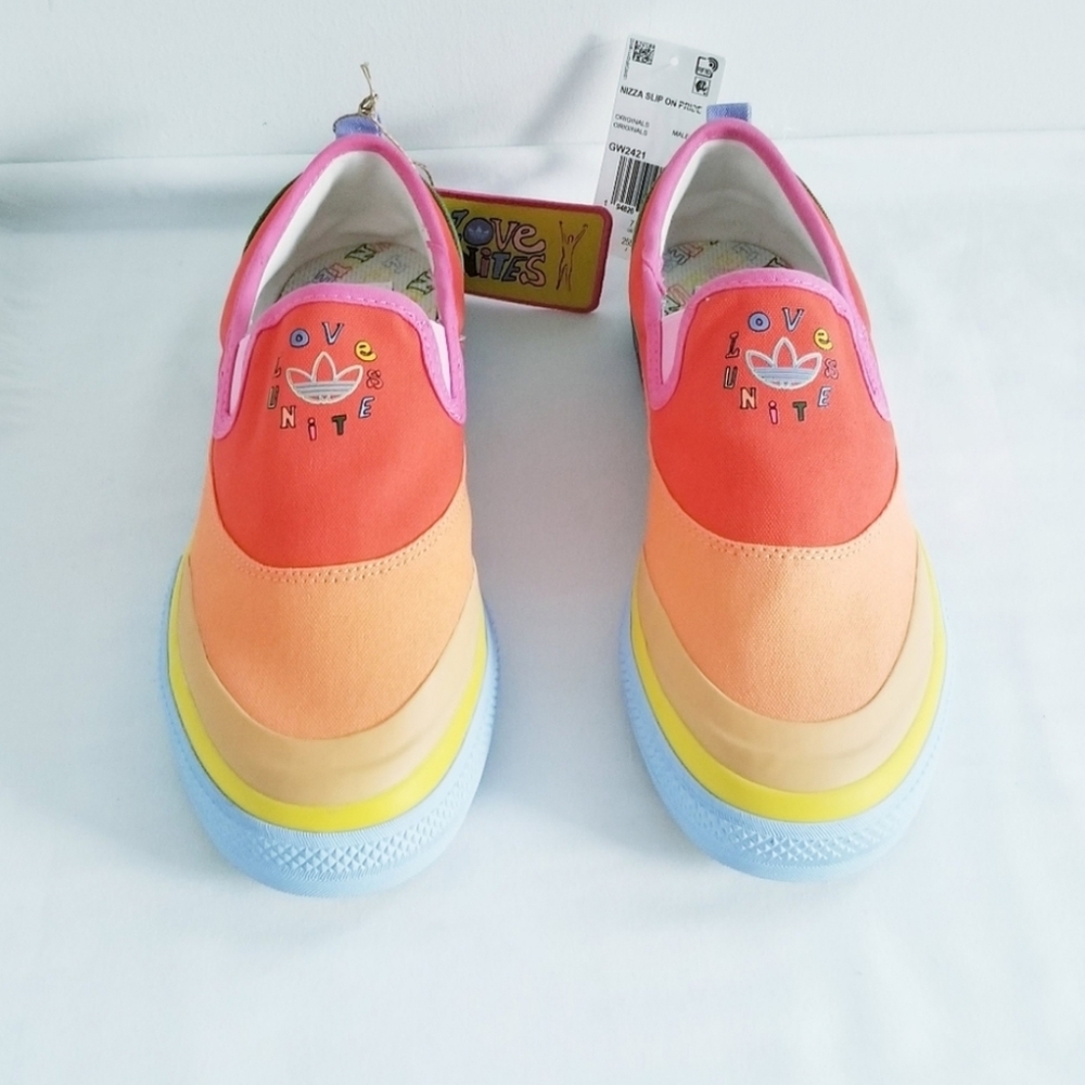 NWT Adidas Originals Nizza Slip-On Sneakers Pride Rainbow Love Unites Edition